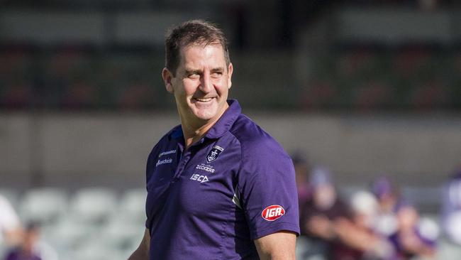 A senior football official says the sexual harassment scandal embroiling Dockers coach Ross Lyon will “slowly disappear”. Picture: AAP/Tony McDonough