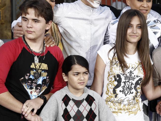 Rowe signed over full parental rights to her children — from left, Prince Jackson, Blanket Jackson and Paris Jackson — after she split from their father. Picture: AP Photo/Matt Sayles