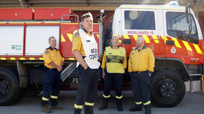 Nowra fireys Vaughn Elsworth (l to r), Jason McWhirter, Rob Carraro and Bradley Collins. Picture: Sam Ruttyn