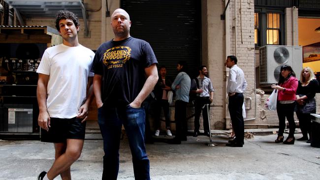 Swillhouse founders Jason Scott (right) and Anton Forte outside Baxter Inn. Mr Scott has since moved to the US. Picture: News Corp Australia