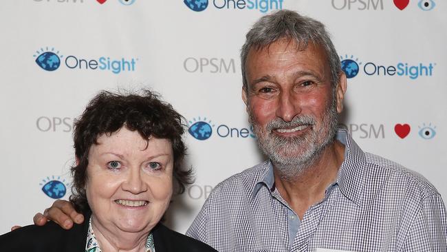 SYDNEY, AUSTRALIA - OCTOBER 09:  Marea Burke and Don Burke pose at the launch of the OneSight inspired Ray-Ban Indigenous Special Edition Wayfarer at Australian Museum on October 9, 2014 in Sydney, Australia.  (Photo by Don Arnold/WireImage)