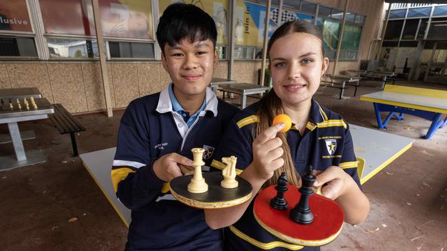 Year 8 students Chad lieu, 14, and Emily West, 14, taking part in clubs at Salisbury High School. Picture: Kelly Barnes