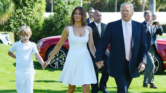 Barron Trump, Melania Trump and Donald Trump attend Trump Invitational Grand Prix at Mar-a-Lago on January 6, 2013 in Palm Beach, Florida. Picture: Larry Marano/Getty Images