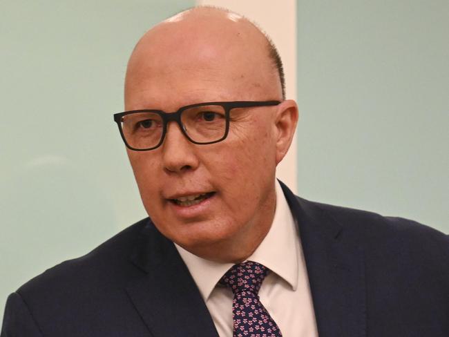 CANBERRA, AUSTRALIA, NewsWire Photos. JULY 31, 2023: The Leader of the Opposition Peter Dutton holds a press conference at Parliament House in Canberra. Picture: NCA NewsWire / Martin Ollman