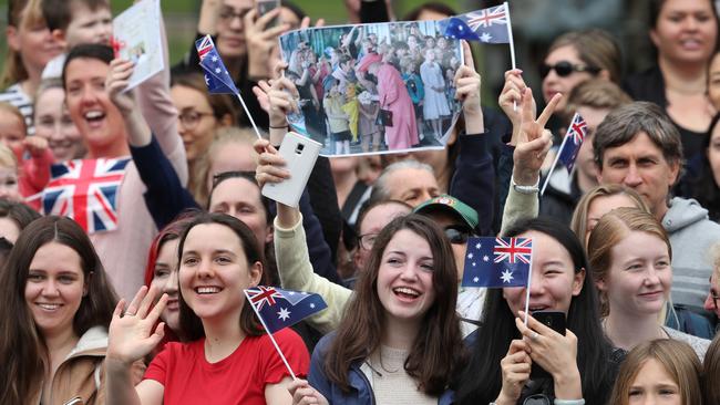 Crowds gather outside Government House. Picture: AAP