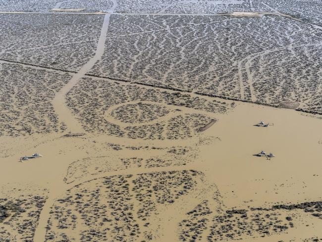 Gas wells and infrastructure at Tirrawarra Swamp on the Cooper Creek flood plains in South Australia, August 2022. Photo: Doug Gimesy