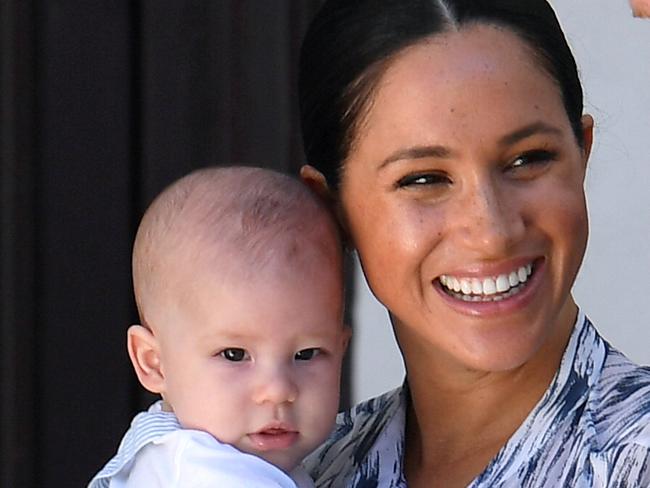 CAPE TOWN, SOUTH AFRICA - SEPTEMBER 25: Prince Harry, Duke of Sussex, Meghan, Duchess of Sussex and their baby son Archie Mountbatten-Windsor meet Archbishop Desmond Tutu at the Desmond & Leah Tutu Legacy Foundation during their royal tour of South Africa on September 25, 2019 in Cape Town, South Africa. (Photo by Toby Melville - Pool/Getty Images)