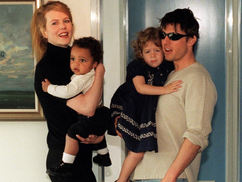 Happier times: Nicole and Tom with Connor and Isabella in 1996. Picture: AFP