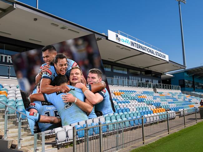 Could Coffs Harbour's C.ex Stadium host game three of the State of Origin? Photo: Trevor Veale and Inset photo: Bradley Kanaris/Getty Images