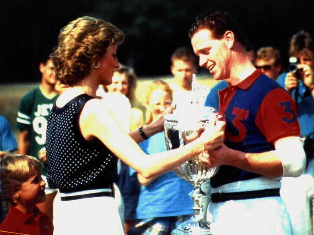 Diana, Princess of Wales presenting a trophy to James Hewitt in 1994.