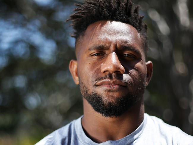 Pictured is NRL Player James Segeyaro in Lilli Pilli today. Picture: Tim Hunter.