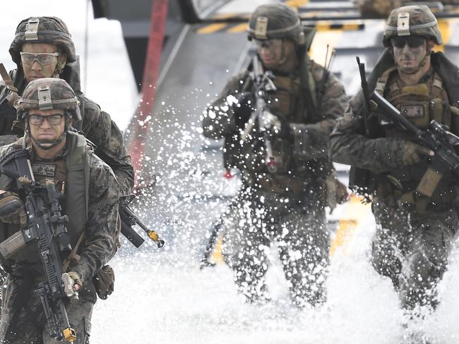 US Marines taking part in Exercise Talisman Sabre 2019. The deployment of another 2200 US Marines to Darwin is about to begin, with the first due to arrive in days. Picture: Ian Hitchcock/Getty Images