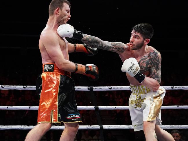 Australian boxers Jeff Horn and Michael Zerafa compete in Bendigo. Picture: Michael Dodge