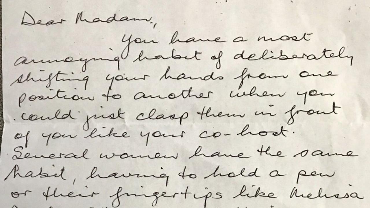 ABC presenter Virginia Trioli was sent this letter by an outraged viewer. Picture: Twitter