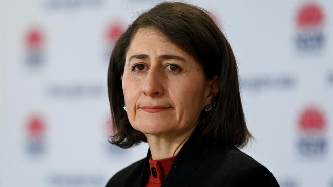 Premier Gladys Berejiklian was unable to answer a question about Port Stephens Covid testing at Sunday’s press conference. Picture: NCA NewsWire/Bianca De Marchi.