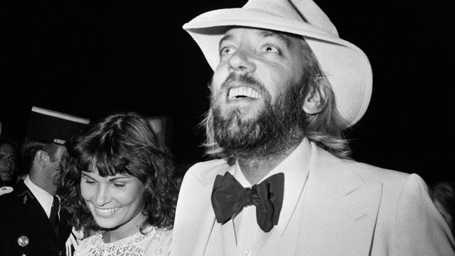 Donald Sutherland and his wife Canadian actor Francine Racette in 1975. Picture: AFP