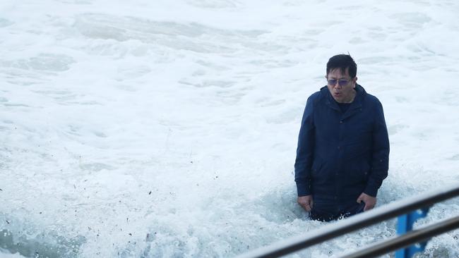 People playing with water at Coogee early today. Picture: John Grainger