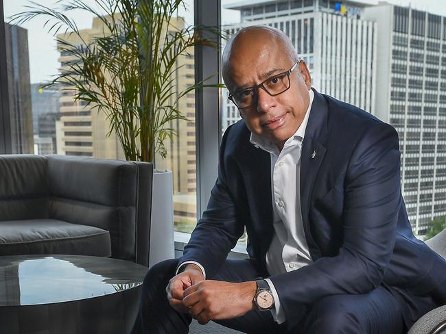 Sanjeev Gupta poses in his city office on the 10th floor of the EY  building in Adelaide Tuesday,October,22,2024.Picture Mark Brake