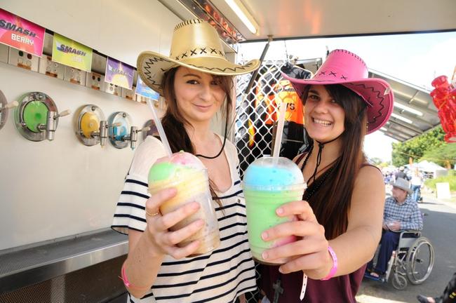 Sarah Blythe and Chealsea Saldumbide at the Rainbow Smash Stand. Picture: Renee Pilcher