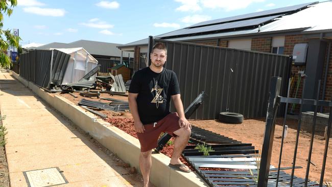 Andrews Farm homeowner Isaac Shearing whose fence was destroyed in the incident. AAP Image/ Brenton Edwards