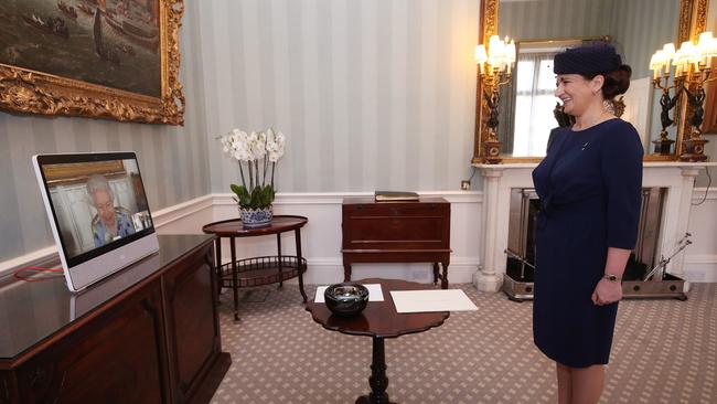 The Queen speaking to Her Excellency Ivita Burmistre, the Ambassador of Latvia. Picture: Yui Mok/Getty Images