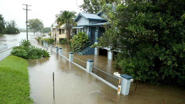 Floodwaters inundate homes at Macksville. Picture: Nathan Edwards