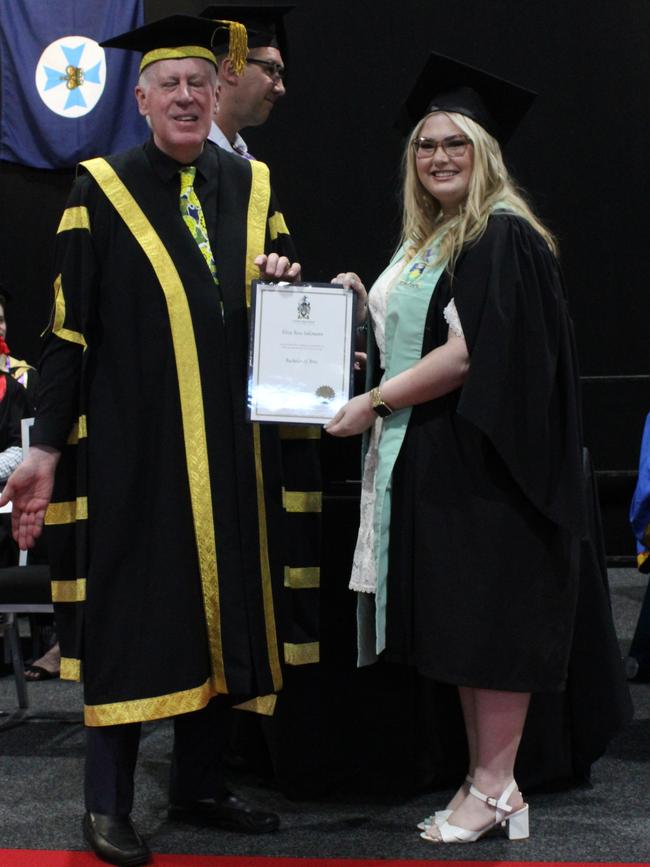 Eliza Salzman graduated with a BAchelor of Arts at the CQUniversity graduation ceremony in Bundaberg on December 14, 2023.