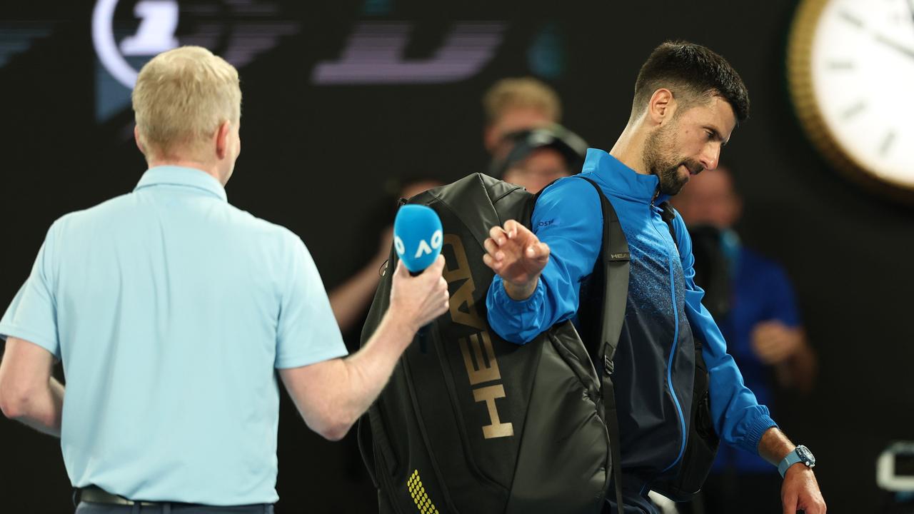 Novak Djokovic snubbed Jim Courier following his fourth round win. (Photo by Cameron Spencer/Getty Images)