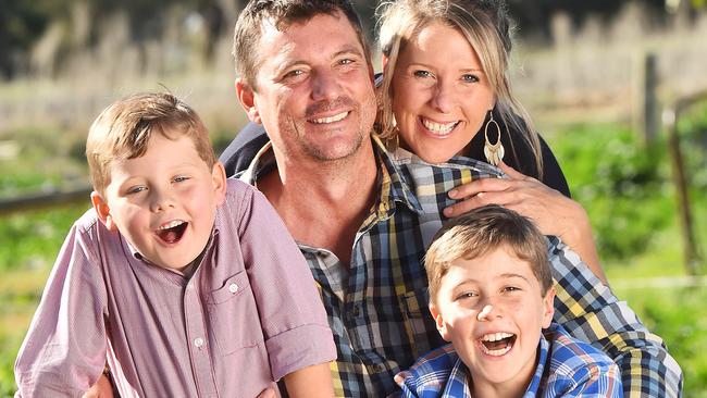 Mark Watkins, with wife Corrine and children Luis and Jim, says the drug has made him feel stronger. Picture: Rob Leeson.