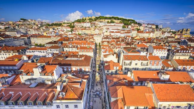 The terracotta rooftops of Lisbon, Portugal.