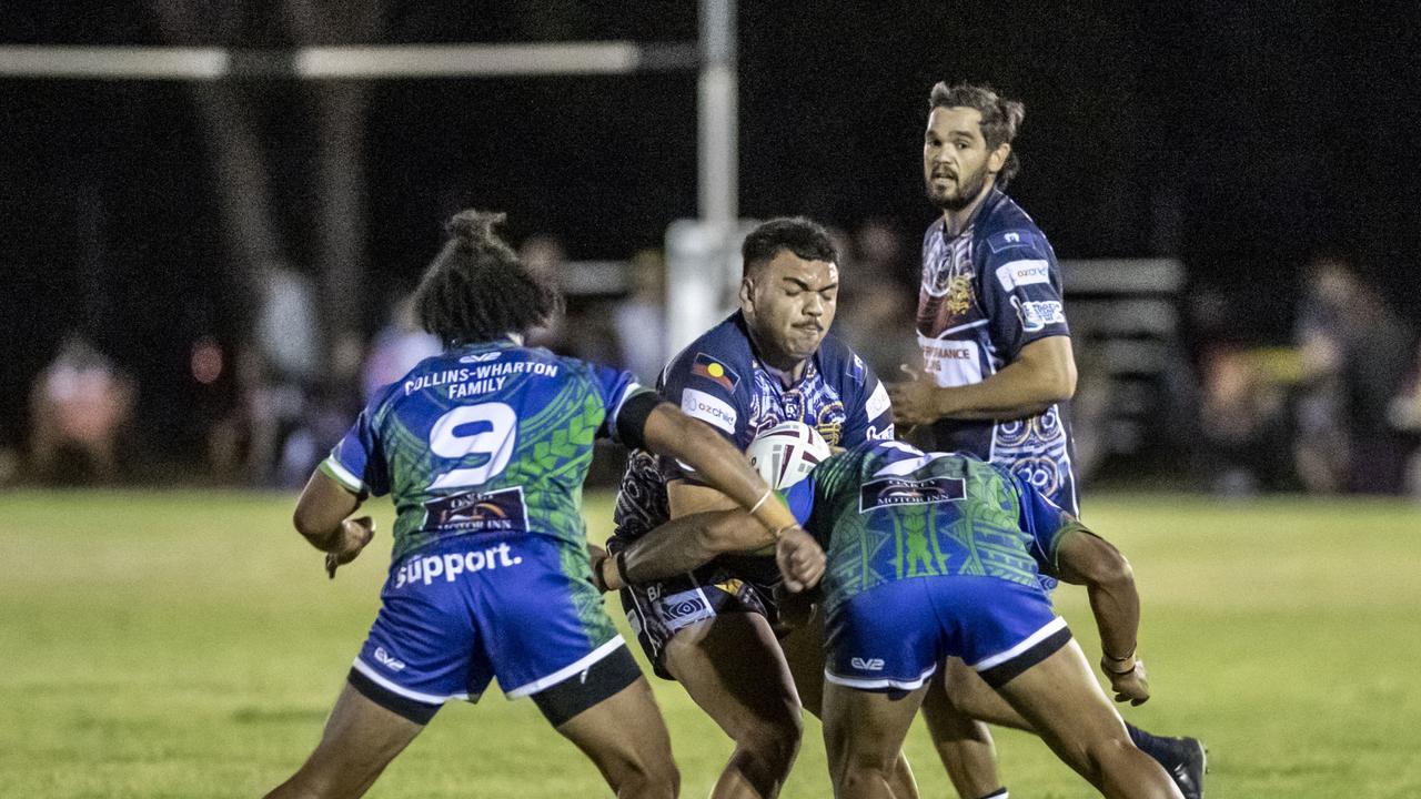 Clinton Williams for Emus. 2023 TRL Cultural Cup, SW Qld Emus vs Pacific Nations Toowoomba. Saturday, February 25, 2023. Picture: Nev Madsen.