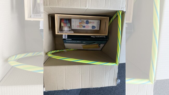 The hula hoop was folded to fit into the box. Image: Facebook