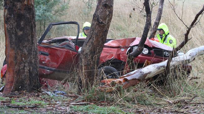 Police at the scene of the horrific crash. Picture: NCA NewsWire / David Crosling