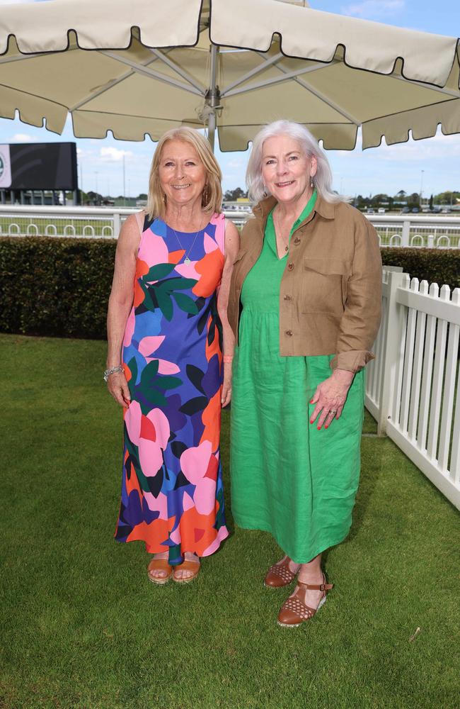 MELBOURNE, AUSTRALIA – OCTOBER 16 2024 Sue and Anne at the Caulfield Social race day at Caulfield racecourse on Wednesday 16th October, 2024 Picture: Brendan Beckett