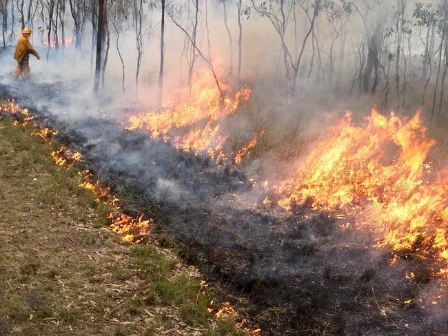 Hazard reduction burning in southwestern NSW, August 2019. Picture: John Skinner