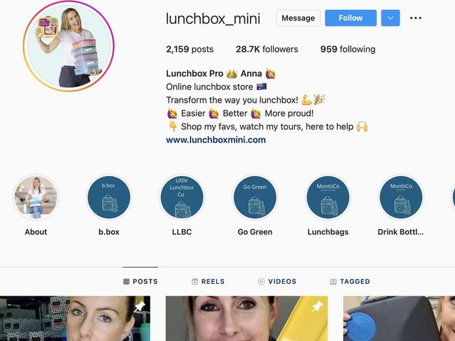 The lunchbox_mini page has almost 30,000 followers on Instagram. Picture: Supplied /Instagram