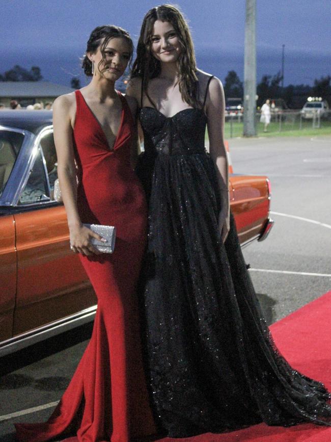 Chloe Howden and Amelie Espinoza at the 2023 Kepnock State High School formal.