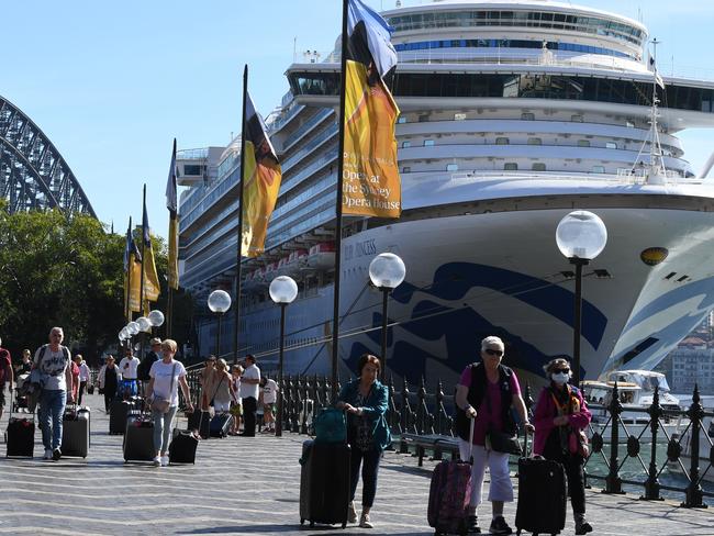 The Ruby Princess at Circular Quay in Sydney in March, 2020. Picture: AAP