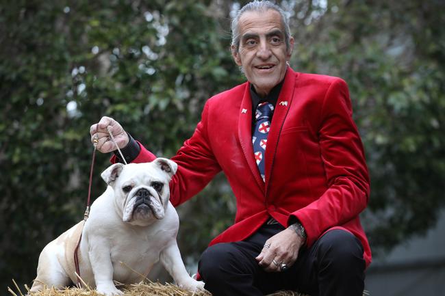 Tony Linardis with Elextra the British bulldog. Picture: Dean Martin