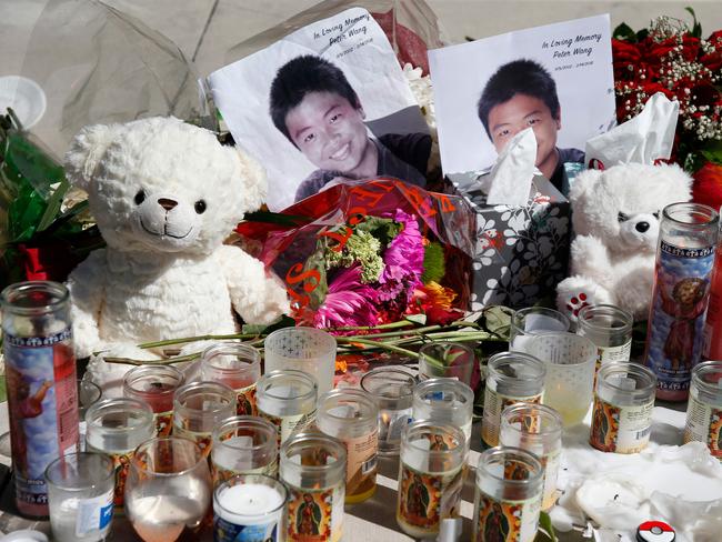 A memorial for Peter Wang, one of the victims of the Marjory Stoneman Douglas High School shooting. Picture: AFP