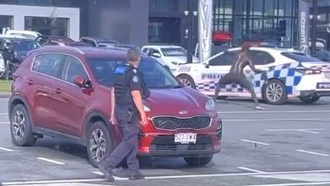 The man in the process of throwing an item at a Mulgrave Rd business. Picture: Supplied