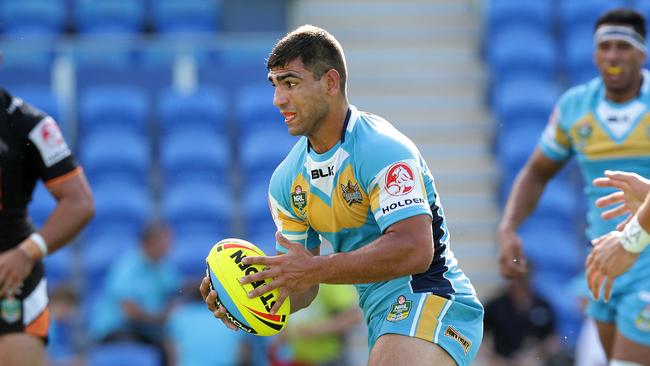 James Iodice in action during the NYC Under 20s game between the Gold Coast Titans and the Wests Tigers at CBus Super Stadium, Robina. Pics Adam Head