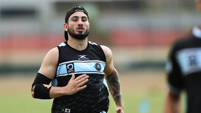 Jack Bird during training at the Cronulla Sharks first full squad training session after their premiership win at Cronulla, Sydney. Picture: Brett Costello