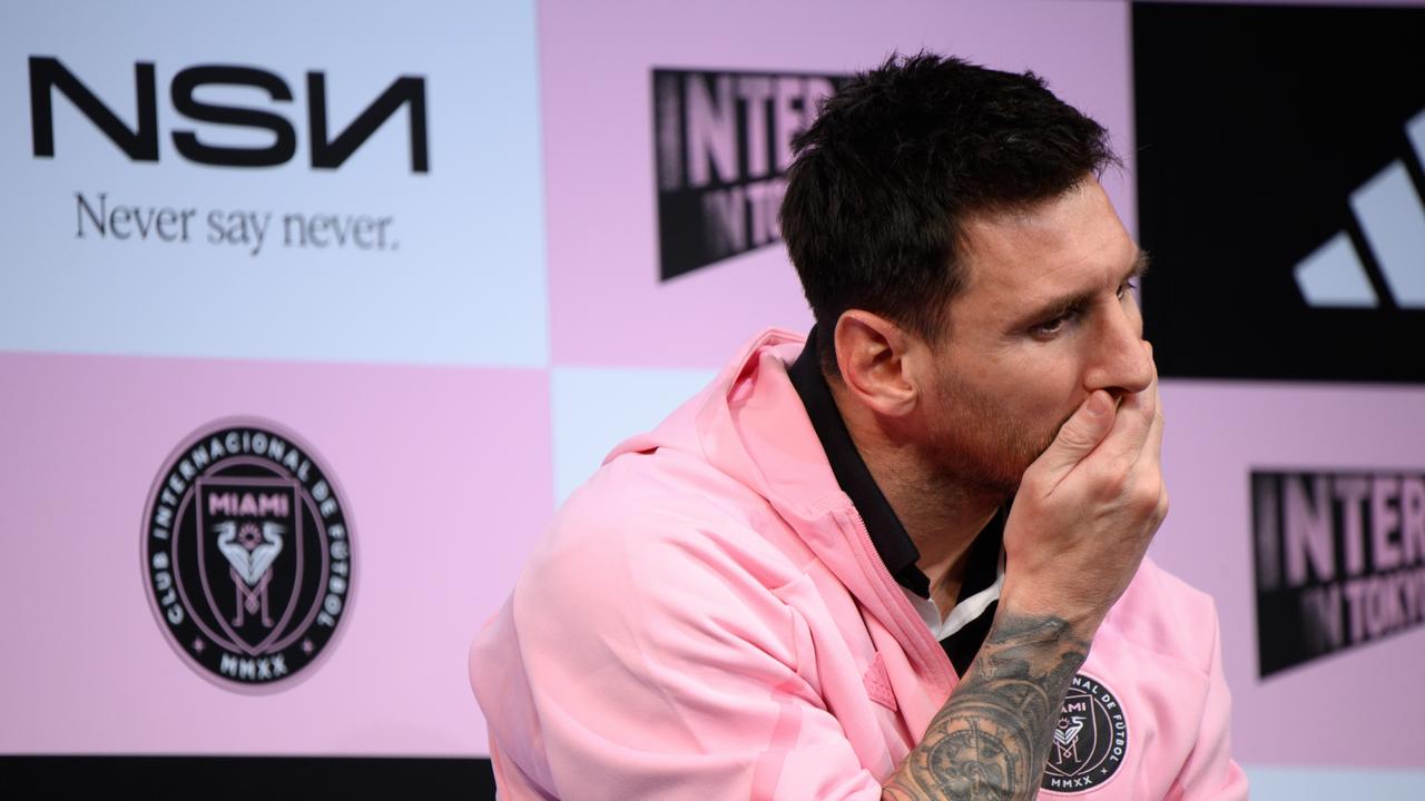 TOKYO, JAPAN - FEBRUARY 06: Lionel Messi of Inter Miami CF speaks at the Inter Miami press conference on February 06, 2024 in Tokyo, Japan. (Photo by Kenta Harada/Getty Images)