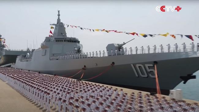 The Dalian, a Type 055 destroyer, is armed with anti-ship missiles and mid-range anti-air missiles. Picture: YouTube/CCTV