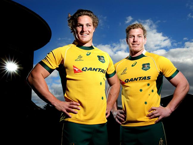 Michael Hooper and David Pocock ready to play in the starting team for the first time in the Bledisloe Cup game on Saturday  .Picture Gregg Porteous