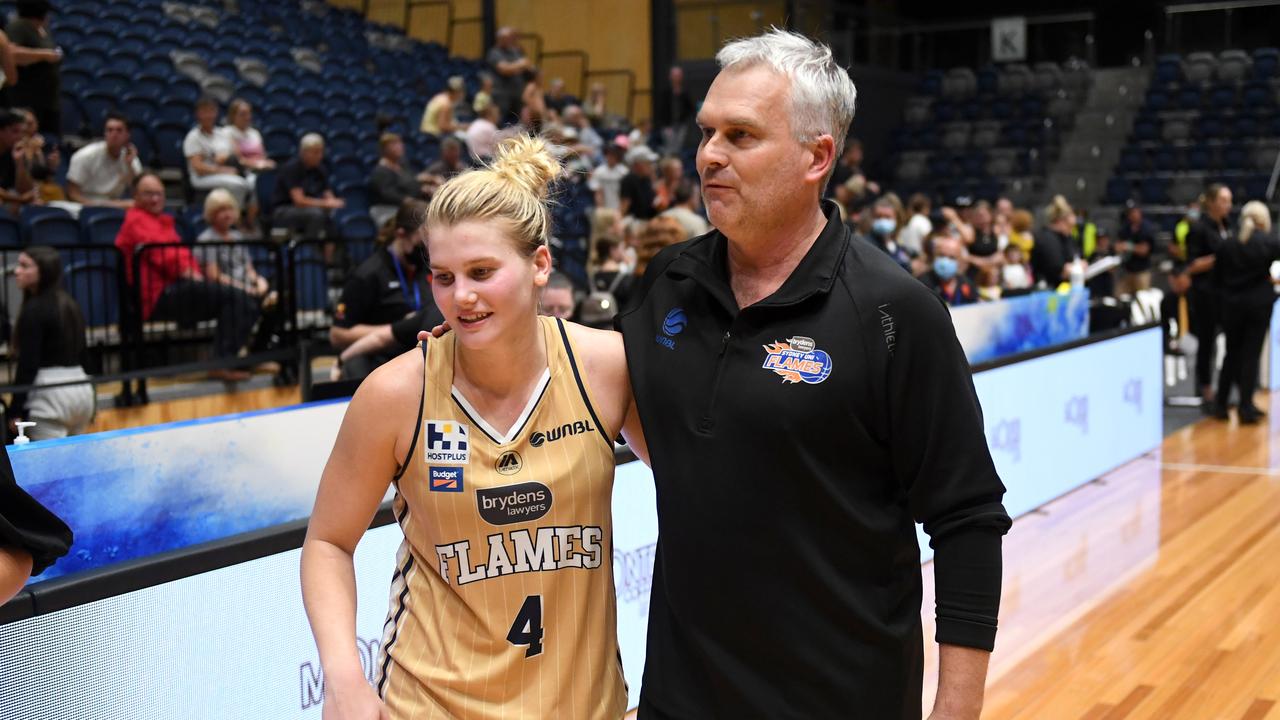 Heal coached daughter Shyla before they both left the Flames. (Photo by Morgan Hancock/Getty Images)