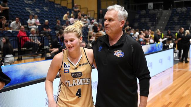 Heal coached daughter Shyla before they both left the Flames. (Photo by Morgan Hancock/Getty Images)