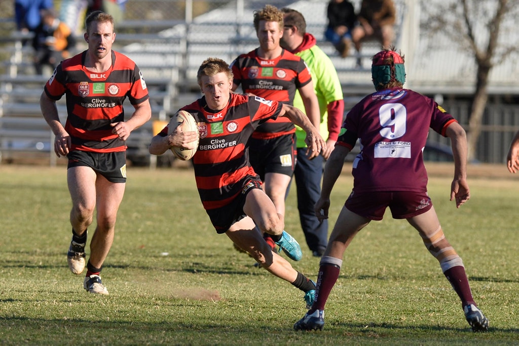 Dylan Chown for Valleys Roosters against Dalby Diehards in TRL Premiership qualifying final rugby league at Glenholme Park, Sunday, August 12, 2018. Picture: Kevin Farmer