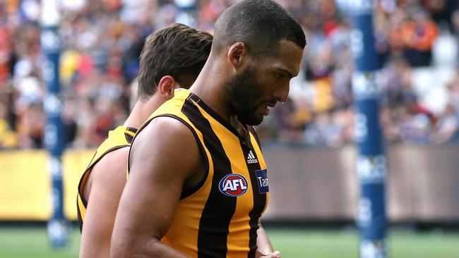 Josh Gibson is one of the Hawks’ oldest players who hasn’t been at his best this season. Picture: Wayne Ludbey